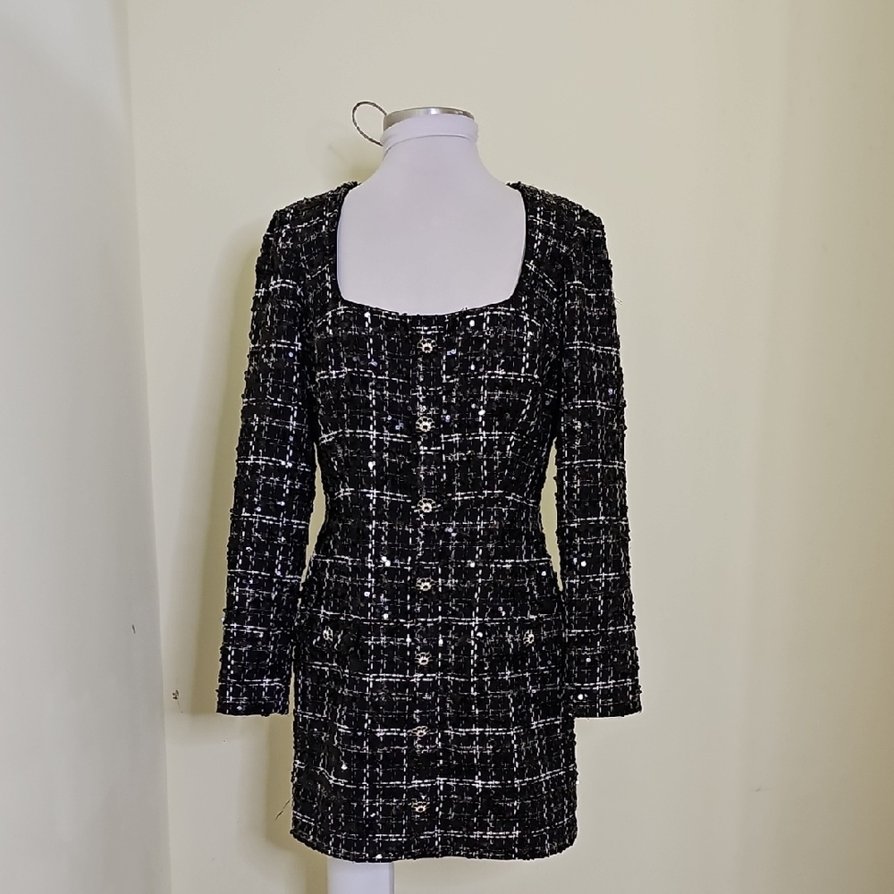 Gianni Bini Black and White Long Sleeve Dress